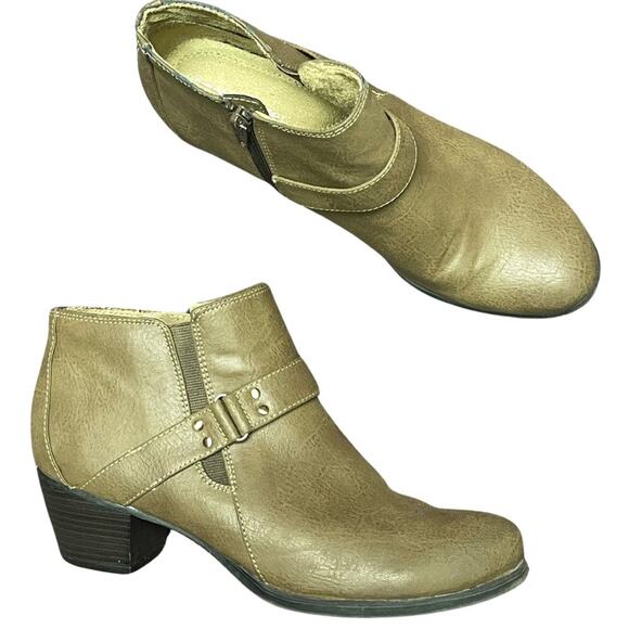 Naturalizer boots ankle booties low heel tan comfortable casual buckle size 8 - Picture 2 of 8